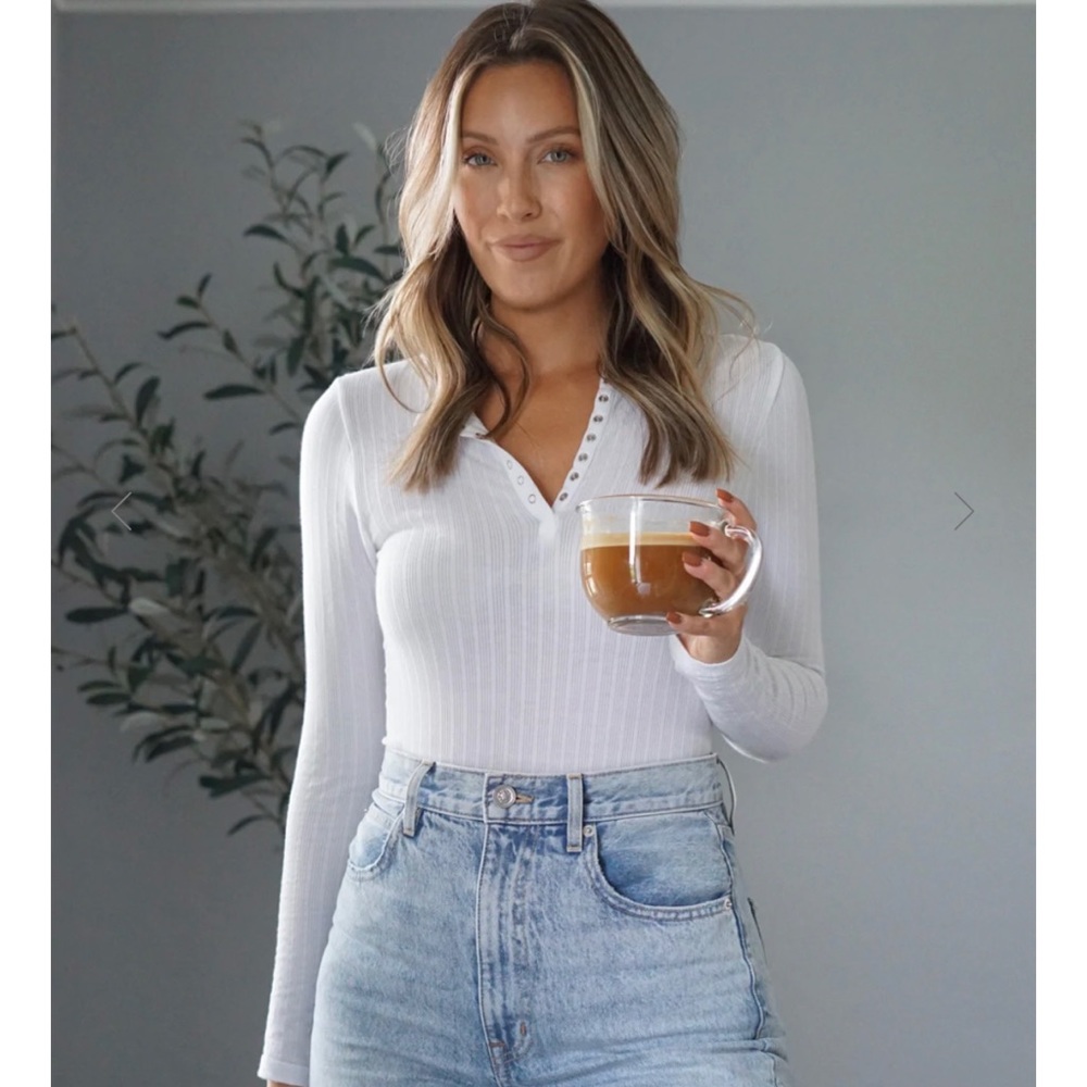 Yummie Katrina Cotton Seamless Rib Bodysuit in White S/M